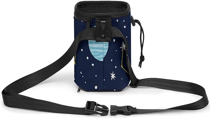 Fashion Dog Training Package, Portable Travel Pet Carrier Bag, Puppy Snack Pocket with Adjustable Waist Belt 3 Ways to Wear Blue Zodiac Galaxy Starry Night Stars Glow in The Dark Midnight