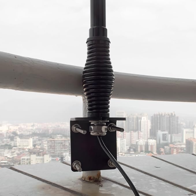 GMRS Outdoor Fiberglass Antenna, 462-467Mhz 43.3In Base Antenna with 5Meter(16.4ft) RG58 Coax Cable and L Shape Bracket Spring for Baofeng Kenwood Midland Yaesu Icom Motorola Mobile Radio