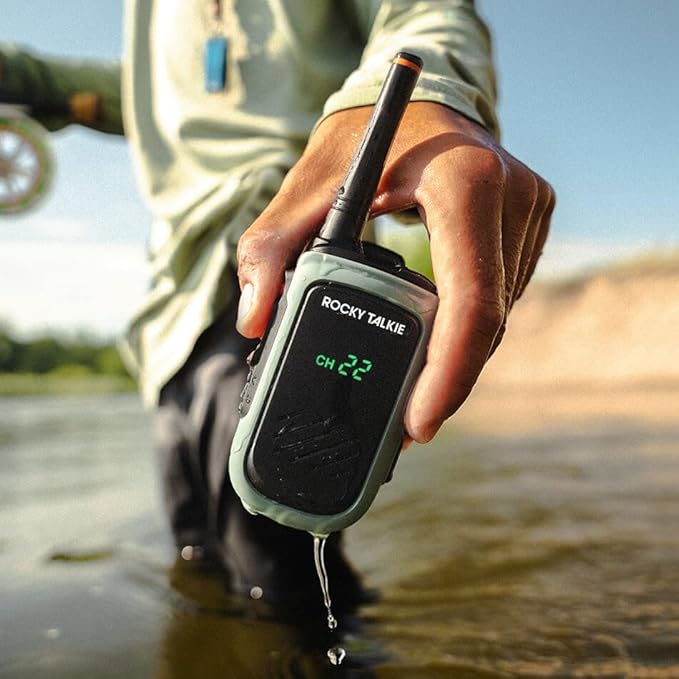 Rocky Talkie Expedition 5 Watt Radio with Climbing Rated Carabiner Attachment - GMRS Radio with IP67 Waterproofing, Long Range Walkie Talkie, NOAA Weather Alerts, 5 Day Battery Life, 1 Pack