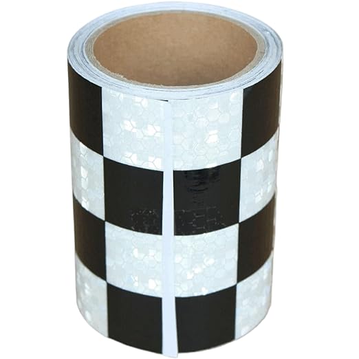 Black White Reflective Tape 4 inch X 10 feet, Outdoor Waterproof Hazard Conspicuity Warning Industrial Marking Tape