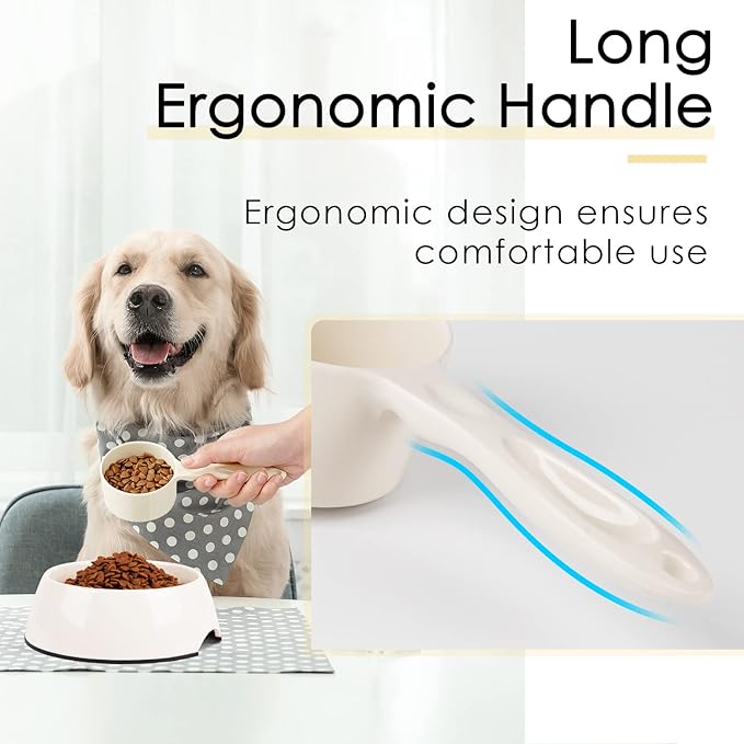 SUPERDESIGN 1/2 Cup Dog Food Scoop for Container Melamine Measuring Scoop for Dogs Cats Birds and Rabbits Pet Food Feeding Scoop Dishwasher Safe - White