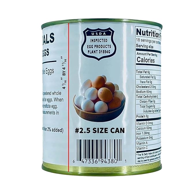 Powdered Whole Eggs for Cooking & Baking | Long-Lasting Pantry Staple for Camping, Hiking & Emergency Use | Easy-Prep Dehydrated Eggs | #2.5 Can (8 oz) | Approx. 18 Servings