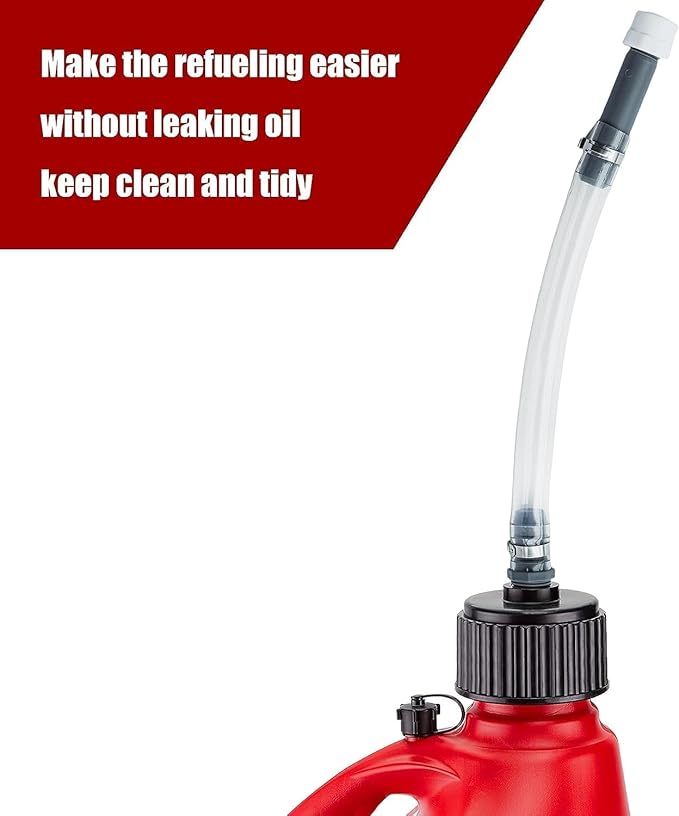 2-Pack Fuel Jug Hose - 5 Gallon Gas Can Hose Replacement with Upgraded Filter Design - Compatible with 5.5 & 3 Gallon Jugs - Easy Pour, No Spills