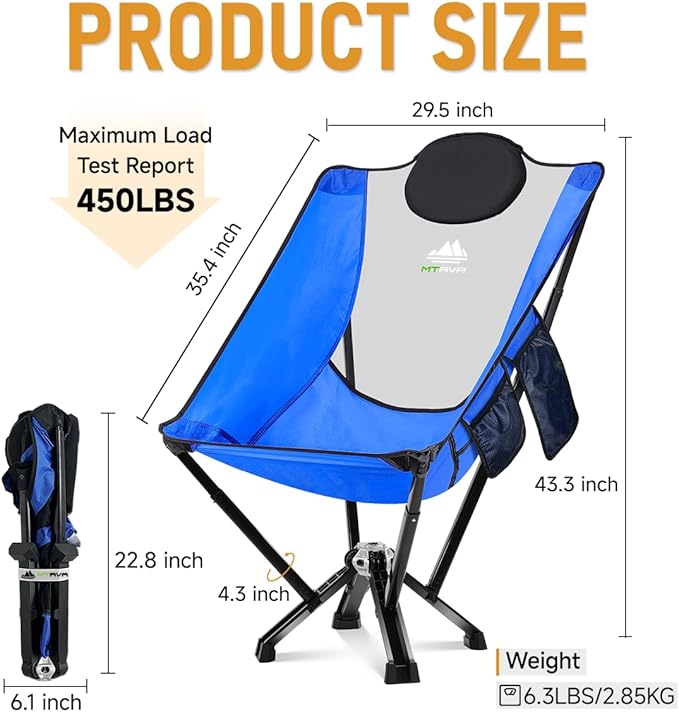 High-Back Camping & Indoor Chair — Full Back Support for Long Sitting, Stable Aluminum Frame, Anti-Slip Feet, Folding Chair for Home, RV & Outdoor Use