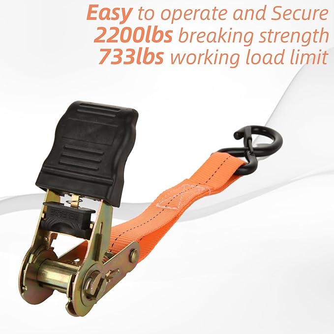 4Pack Ratchet Straps, 20Ft Ratchet Tie Down Straps, 1700 LB Break Strength Ratchet Cargo Straps with Safety Lock S Hooks & Soft Loops for Moving Cargo, Motorcycle, Appliances, Lawn Equipment