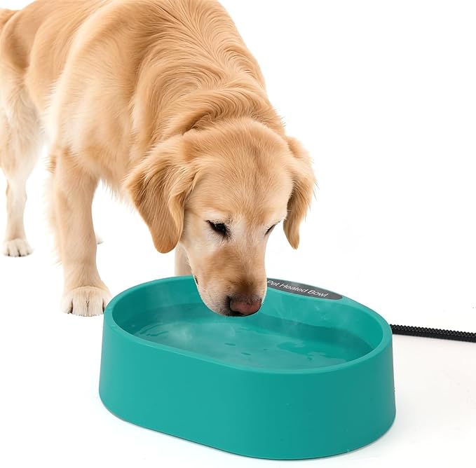 Heated Water Bowl for Dogs, Outside Heated Dog Bowl, Thermostatic Control Heated Cat Bowl, Anti-Freeze Heated Pet Water Dish for Chicken,Duck,Goose,Rabbit,125 OZ 35 Watts