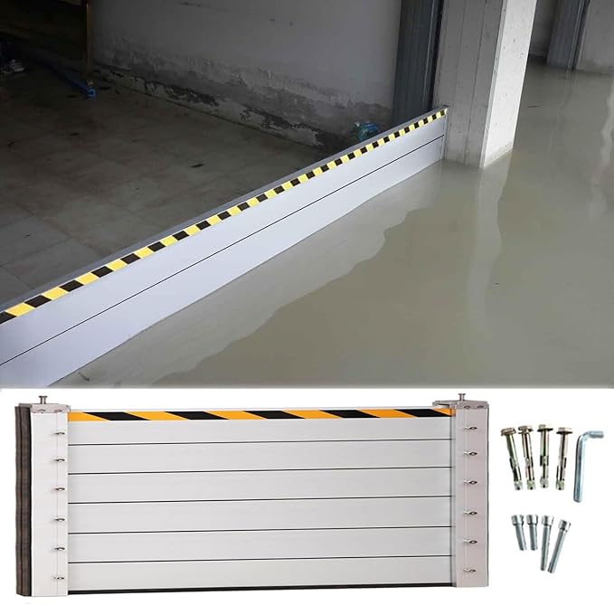 Garage Door Flood Barrier Threshold Kit, 3/4/5/6/7/8/9/10/11/12/13ft Long Detachable Aluminum Shield Door Water Stopper Barrier for Basement/Front Door/Gates/Sliding Door(H 3.9ft(120cm),6.5