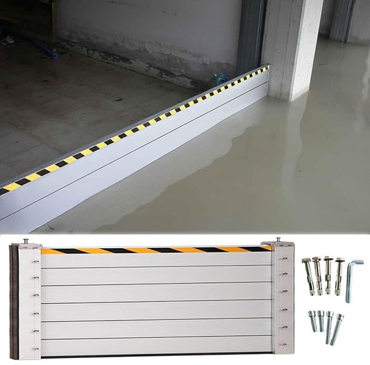 Garage Door Flood Barrier Threshold Kit, 3/4/5/6/7/8/9/10/11/12/13ft Long Detachable Aluminum Shield Door Water Stopper Barrier for Basement/Front Door/Gates/Sliding Door(H 3.9ft(120cm),15f