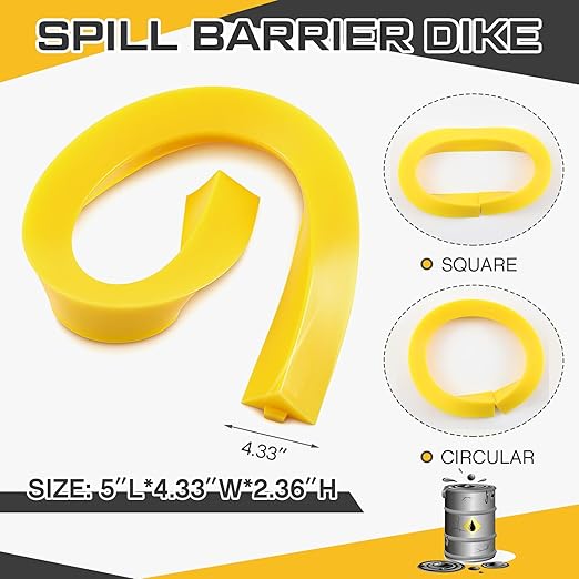 1 Pcs Spill Barrier Dike 5'L x 4.3"W x 2.4"H Water Dam Barrier Liquid Blocker for Garage Home Floor Flooding Solutions(Yellow)