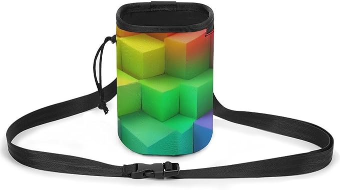 Portable Travel Dog Carrier Bag, Fashion Pet Training Package, Puppy Snack Pocket with Adjustable Waist Belt for Cat Dog Puppy Rainbow Colorful Blocks