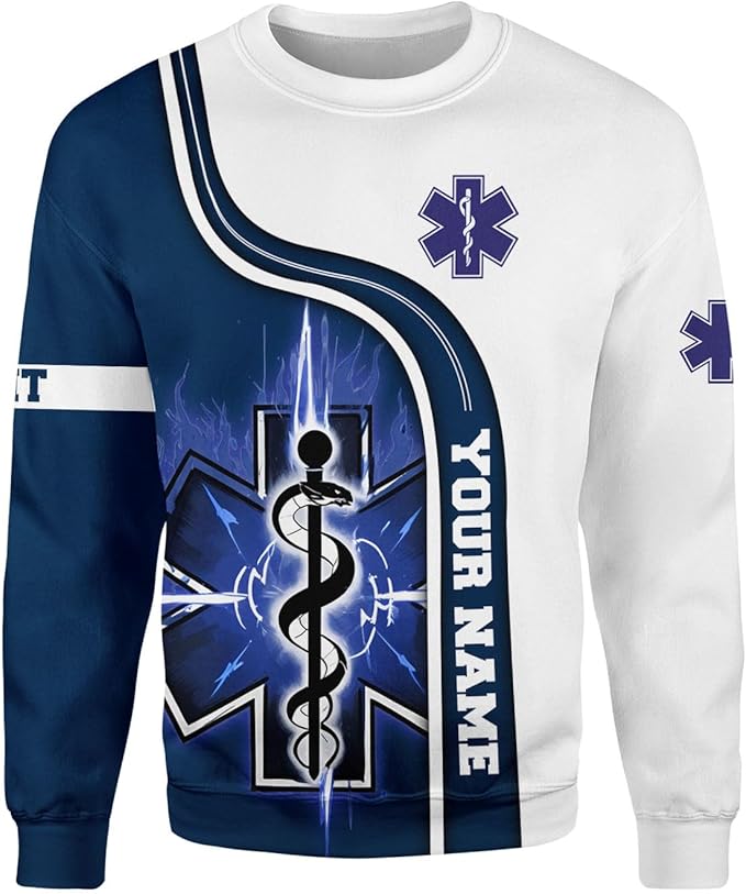 Personalized EMT 3D Shirt, EMT 3D Hoodie, 3D EMS Hoodies for Men, Medical Uniforms EMS Shirt, Emergency Medical Service Shirt