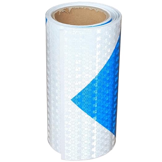 Reflective Tape Blue and White 6 inch, Outdoor Waterproof Hazard Conspicuity Warning Industrial Marking Tape (11 feet)