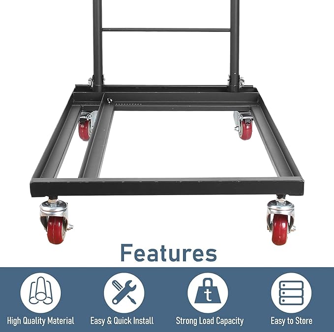 Commercial Folding Chair Cart, Heavy-Duty Steel Storage & Transport Dolly for Plastic, Resin & Wood Chairs