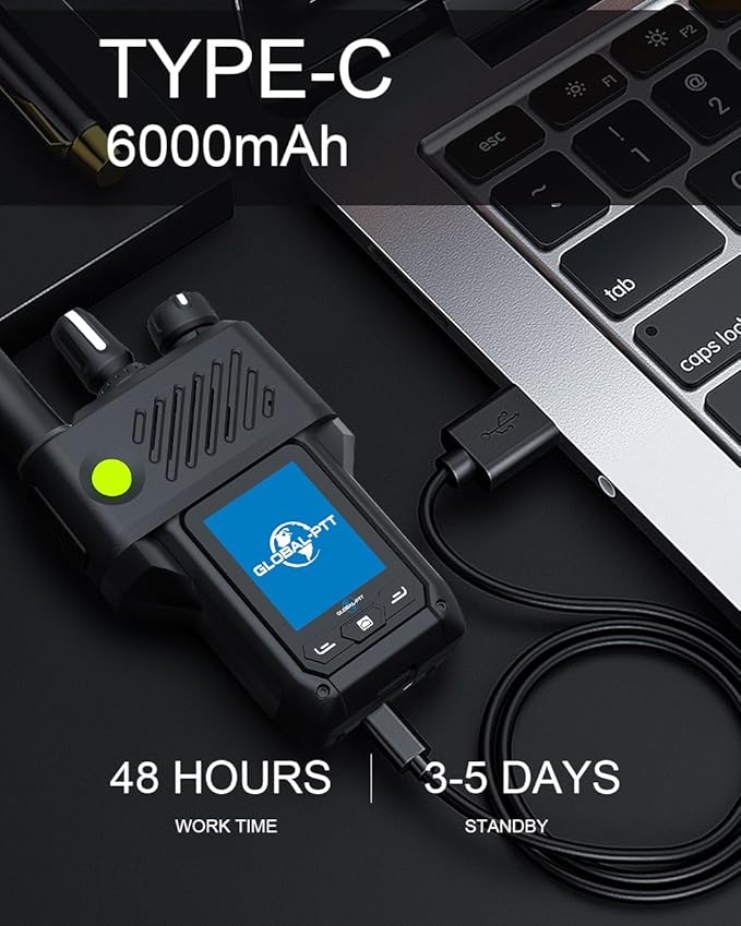 Global-PTT G6Plus 4G LTE Two-Way PoC Radios - 8800mAh Battery Nationwide Coverage Unlimited Communication Range - Metal Body Walkie Talkies (Green)