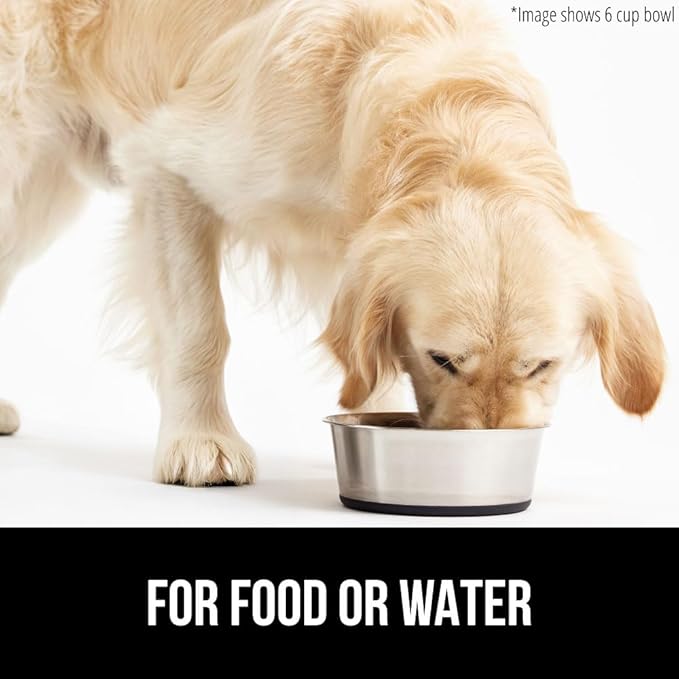 GORILLA GRIP Dog Bowl, Holds 8 Cups (64 fl oz), Heavy Duty Metal Food and Water Bowl for Feeding Dogs and Cats, Easy Clean, Dishwasher Safe, Rust Resistant Stainless Steel, BPA Free Rubber Base, Black