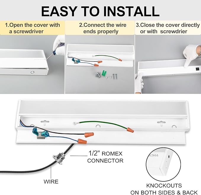 Ansen 3Packs of Under Cabinet Lights for Kitchen, 24in 18W 1237LM, Dimmable Hardwire Led Light for Closet, CRI>92, R9>90, 3 Color Temperature 3000K/4000K/5000K(Warm White, Cool White, Daylight)