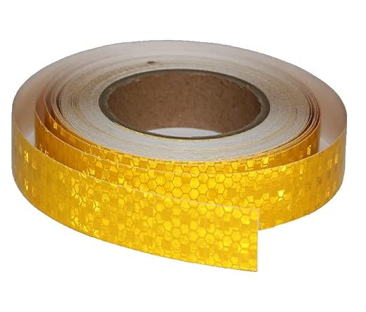Yellow Reflective Tape Outdoor Waterproof 1 inch Wide for Trailer, High Visibility Safety Warning Adhesive Stickers Strips (66 feet)