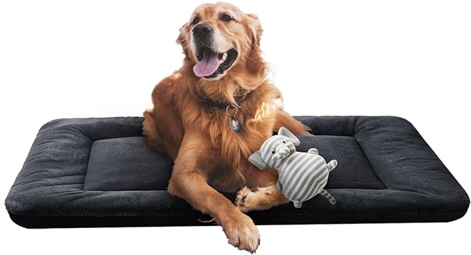 Dog Beds Crate Pad for Medium/Large Dogs Fit Dog Crates,Washable & Anti-Slip Kennel Pad for Dogs Cozy Sleeping Mat,Dark Gray 42inch