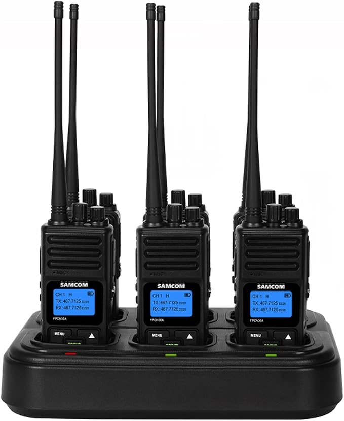 SAMCOM 5wTwo Way Radio,Professional/Business Walkie Talkies - Rechargeable, 1500mAh Programmable Walkie Talkie for Adults Heavy Duty with 6 Way Multi-Unit Charger Gang (Radios 6 pcs + Charger Dock)