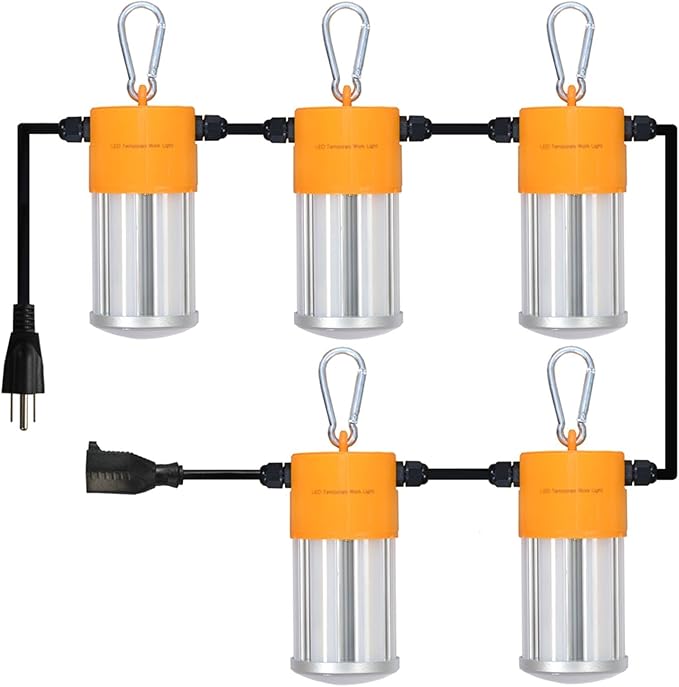 100W LED Temporary Construction String Light,50FT LED Suspended Jobsite Light with Plug,Linkable Temporary Work Light -12500LM