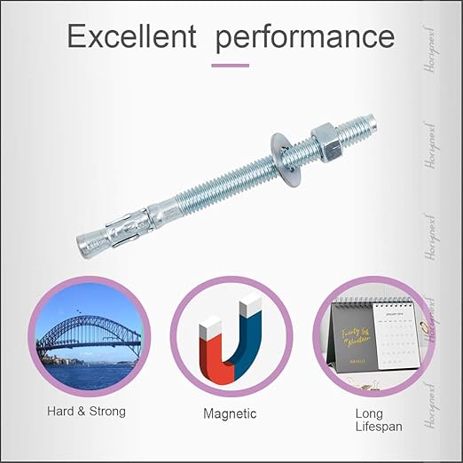 1/2" x 5-1/2" Wedge Anchor, for Cement and Concrete only, zinc-Plated Carbon Steel Screws and lag Bolts （ 10 pcs
