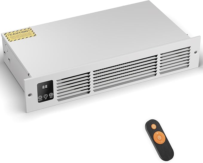 Electric Kickspace Heater with Built-In Thermostat and Timer, 1500W Plinth Heater HTA15-ULTRA for Cabinet Kickspaces, Vanities and Stairways, White