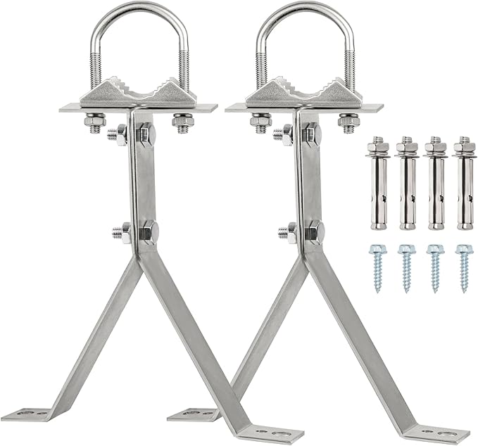 XRDS-RF Antenna Wall Mount 8 Inch Heavy-Duty Stand Off Wall Mast Mount Windproof Antenna Mounting Bracket for TV Antenna Mast ( 2-Leg + 2-Leg)