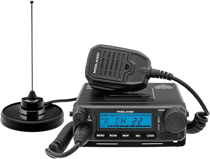 Midland® MXT500 50-Watt GMRS Mobile Radio - for Farms, Ranches, Overlanding, Trails, and Off-Roading - 8 Repeater Channels, Compact Design, External Magnetic Mount, 2.1dB Unity Gain Antenna