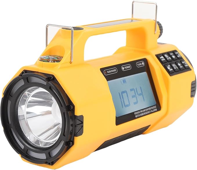 PUSOKEI Emergency Radio, NOAA Weather Radio with Hand Crank Solar Power, AM/FM/SW/WB, 5000mAh Battery & Flashlight, Essential for Home Survival Kit