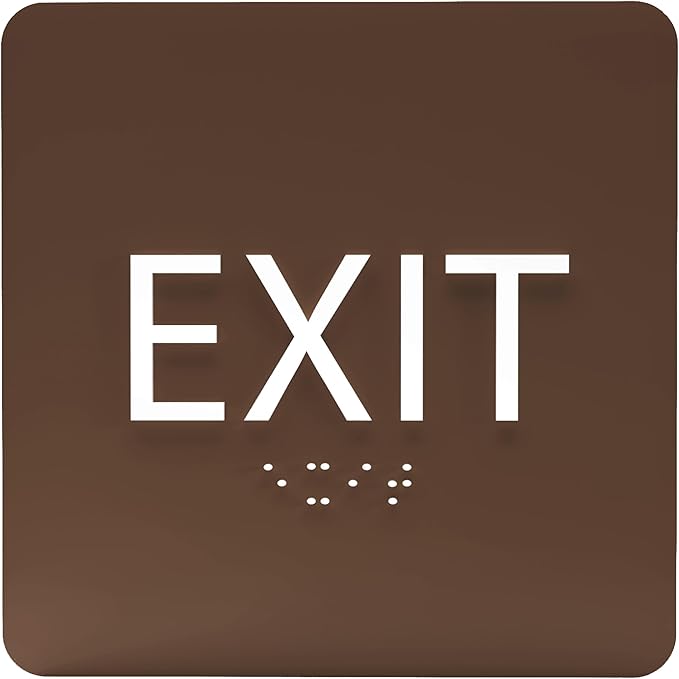 6" X6" Exit Sign - ADA Compliant Tactile Graphics Grade 2 Braille Text Acrylic Wall Signs - Emergency Rescue Safety Door Sign for Schools, Offices, Businesses, and Restaurants