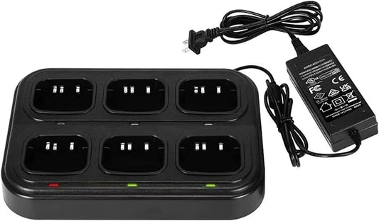 SAMCOM Six Way Charger Multi Unit Rapid Gang Charger Station with Removable AC Adapter Compatible with FPCN30A Walkie Talkie and Battery (1 Pack)