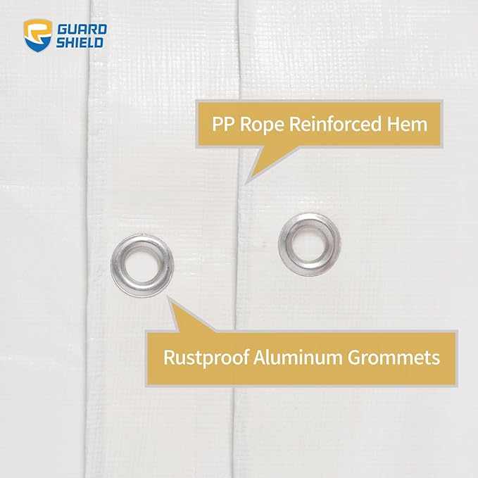 GUARD SHIELD White Tarps Heavy Duty Waterproof 10x20 Feet Large Thick Tarp Cover 12mil