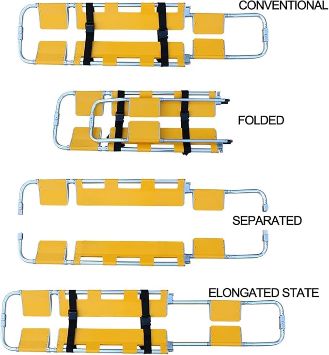 Lightweight Adjustable Medical Folding Stretcher Bed - Foldable Design Supports Up to 400 Lbs for Patient Transport & Rescue - Portable Emergency Stretcher for First Responders