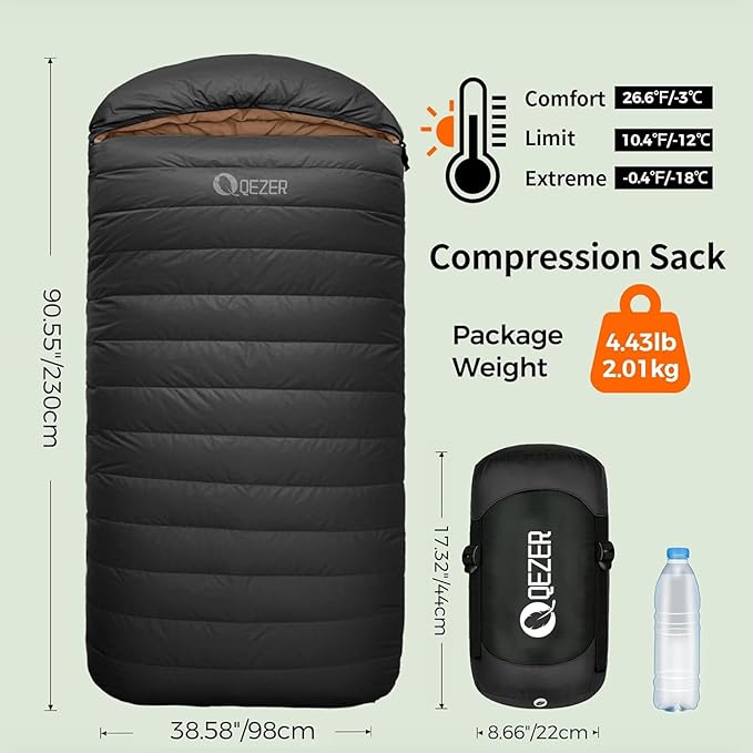 XL Sleeping Bag-600 Fill Power Down Sleeping Bag for Adults, Ultralight Ideal for Backpacking, Camping, Hiking