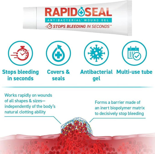 Wound Gel (2 Tubes) | Stops Bleeding in Seconds | Ideal for Cuts, Scrapes and Razor Nicks for Emergency First Aid Supplies