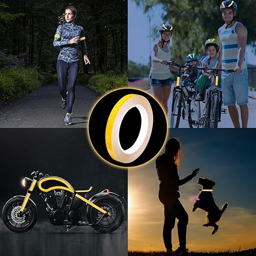 Reflective Safety Tape,1/2 Inch×15 Feet Yellow Reflective Strips,high Viscosity Waterproof Reflective Tape for Bikes Cars Ships Motorcycles Raincoat.
