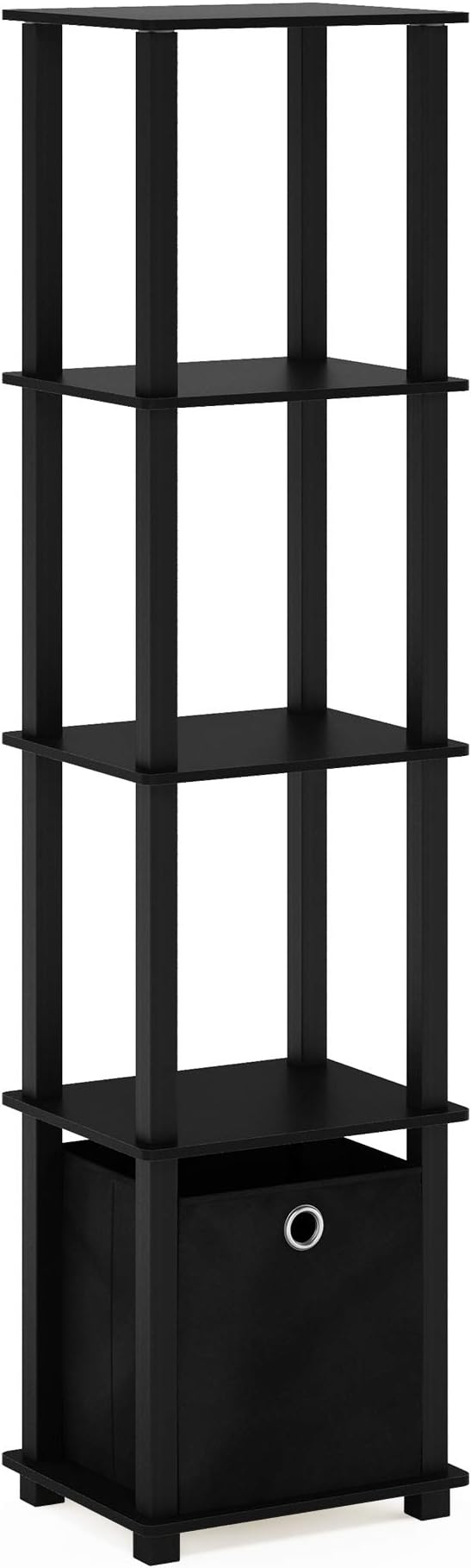FURINNO Decorative Shelf With Bin, Black