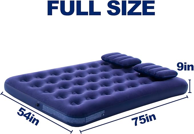 DIMAR GARDEN Full Size Camping Air Mattress Inflatable Bed with Pillow,Include Hand Pump