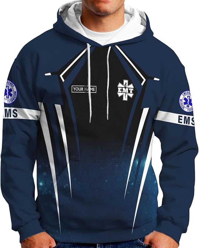 Personalized EMT 3D Shirt, EMT 3D Hoodie, 3D EMS Hoodies for Men, Medical Uniforms EMS Shirt, Emergency Medical Service Shirt