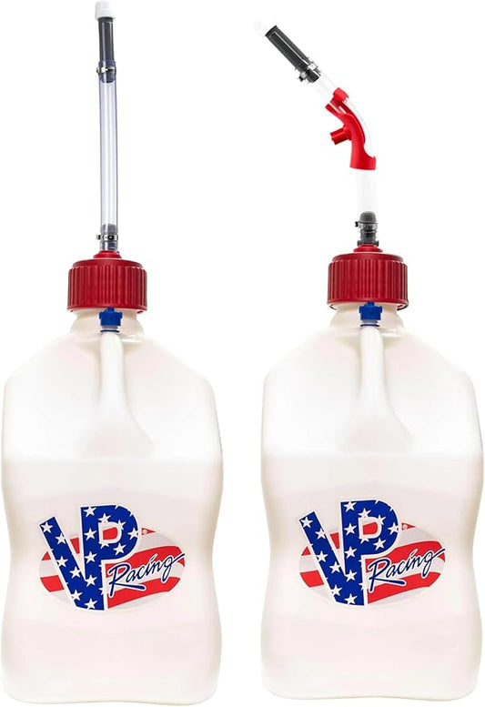 VP Racing Utility Container 5.5 Gallon - 2 Pack With 2 Deluxe Hoses and a Get Bent Hose Bender (Patriotic, 2 Pack)