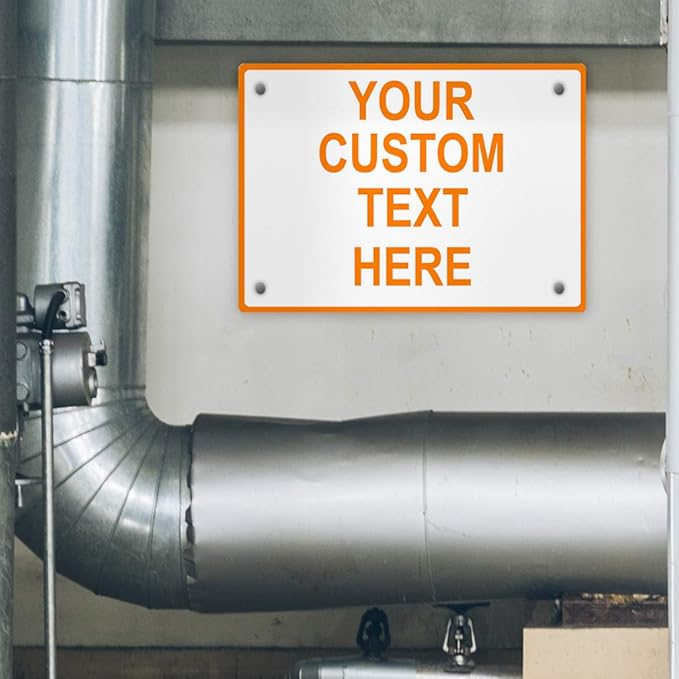Aluminum Weatherproof Metal Sign Multiple Sizes Custom Personalized Text Here White Orange Warning Horizontal Street Signs 10x7Inches
