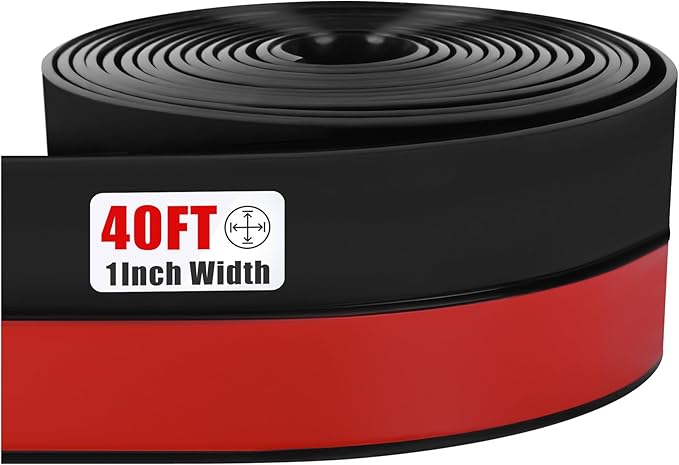 Draft Seal Tape for Doors and Windows 1 in x 40 Ft Silicone Weather Stripping Extra Thick 2mm Door Seal Strip with Strong Adhesive Draft Insulation Stopper Side Seal - Black