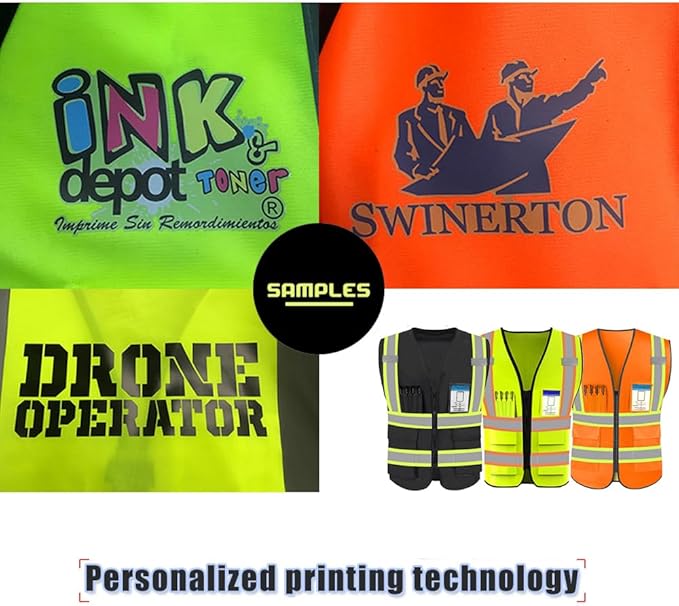 YOWESHOP High Reflective Visibility Safety Vest Custom Your Logo Safety Workwear with Reflective Strips and Pockets