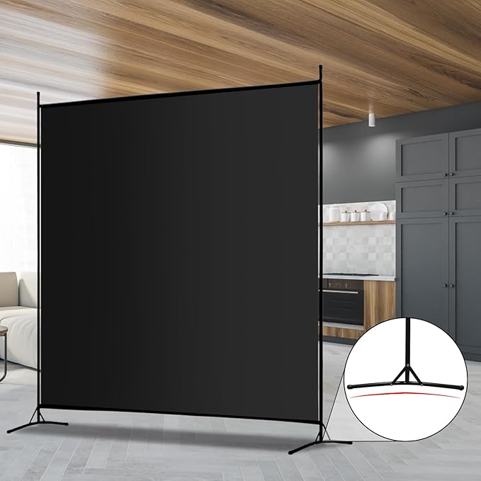 Single Large Panel Room Divider, 6 Ft Tall Privacy Screen Room Divider,Freestanding Room Partition Wall Divider,Lightweight Room Divider Screen for Home Office,69''W x 70''H, Black