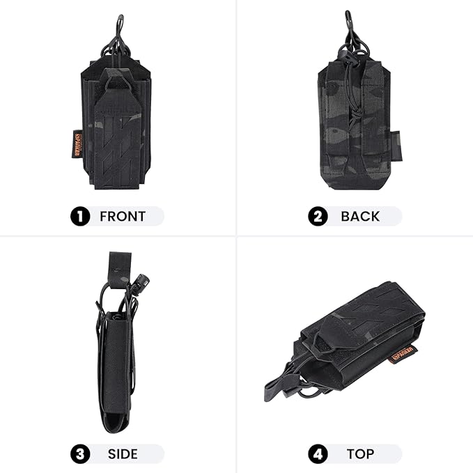 EXCELLENT ELITE SPANKER Tactical Universal Radio Holster Holder Molle Radio Pouch Adjustable for Duty Belt,Vest for Two Ways Walkie Talkie