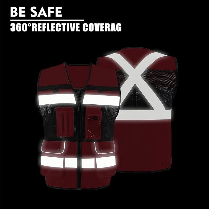Safety Vest High Visibility Reflective Construction Vest for Men Women