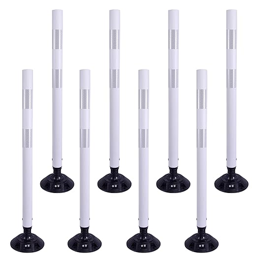 36 Inch Heavy Duty Traffic Cones 8-Pack with Spring Base - OrangeStar Reflective Safety Cones for Construction Zones, Highways, Parking Lots - White Road Delineators