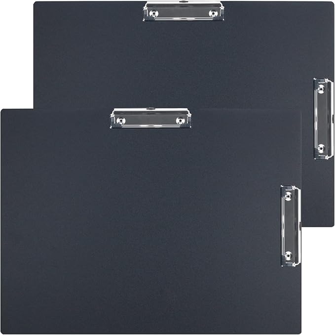 Acocony 11x17 clipboard Double Clip Extra Large Clipboard Low Profile Clip 11 x 17 Clipping Board Light Weight Not Fragile PP Plastic Black Pack of 2