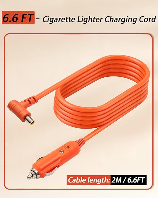 14AWG 2M/6.6FT Car Charging Cable for Jackery Portable Power Station Explorer 880 550 500 300 290 240 160 Cigarette Lighter Charger DC Adapter Cord