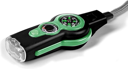 Emergency Survival Function Whistle, Outdoor Multifunctional Tool Safety Whistle with Lanyard, Ideal for Kayaking, Boating, Hiking, Camping, Climbing, Hunting, Fishing, Rescue Signaling